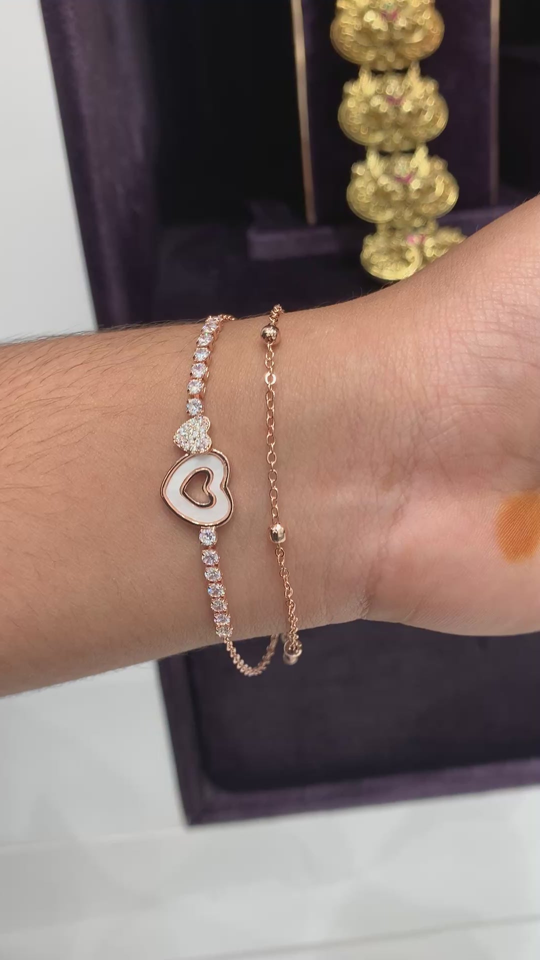 Beautiful diamond replica bracelet in rose gold polish(free size )