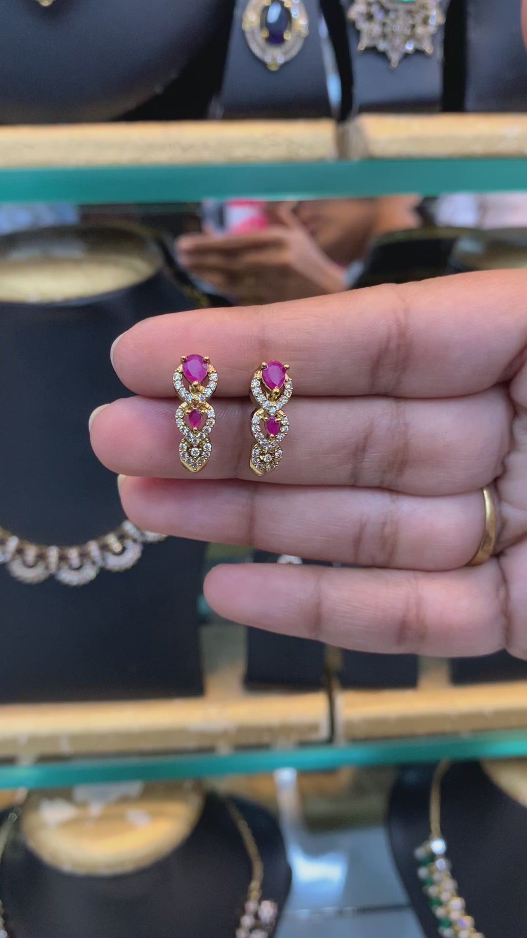 Pink stone Studs