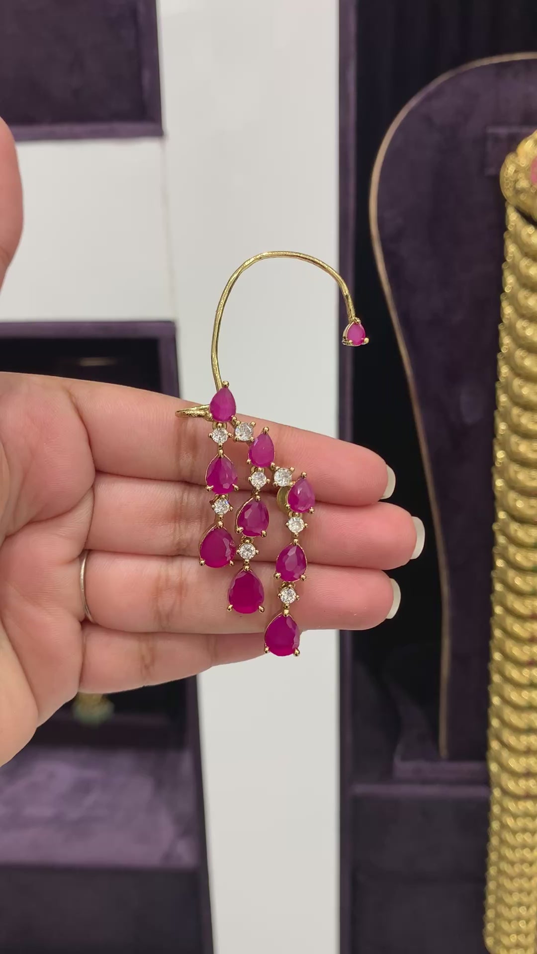 Beautiful pink trendy ear cuffs
