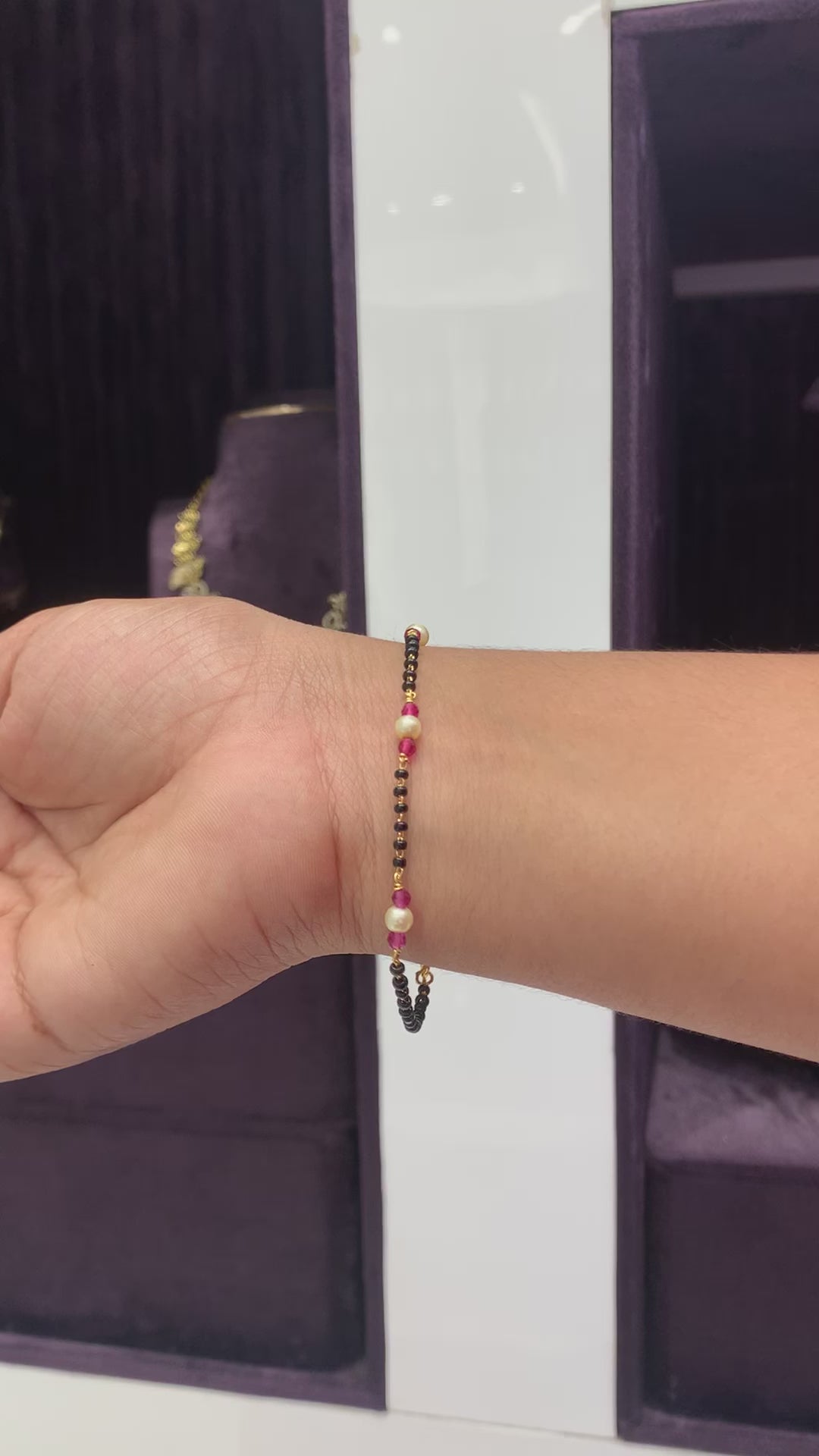 Black Beads Hand Bracelet