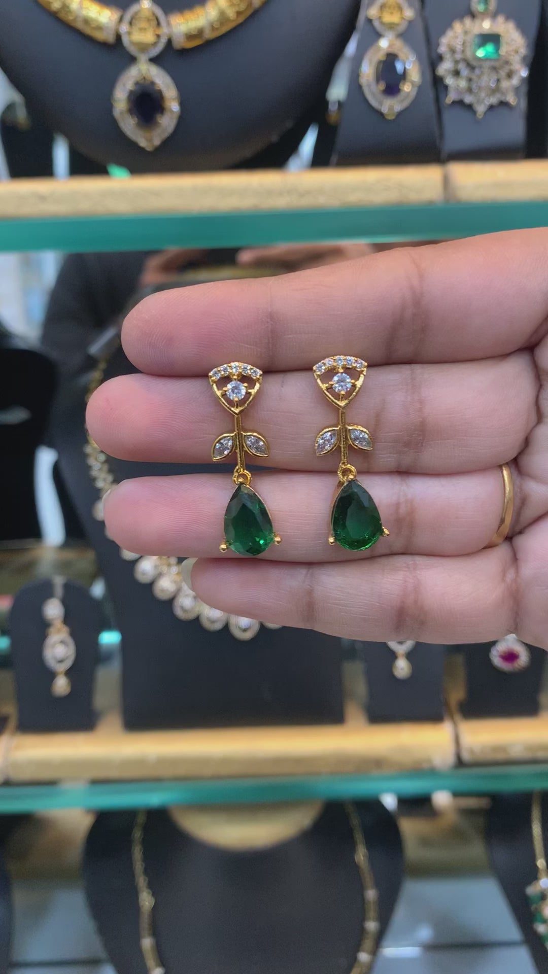 Cute Green Stone Earrings