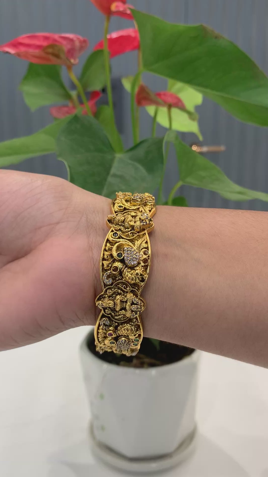 3D nakshi open type single kada bangle