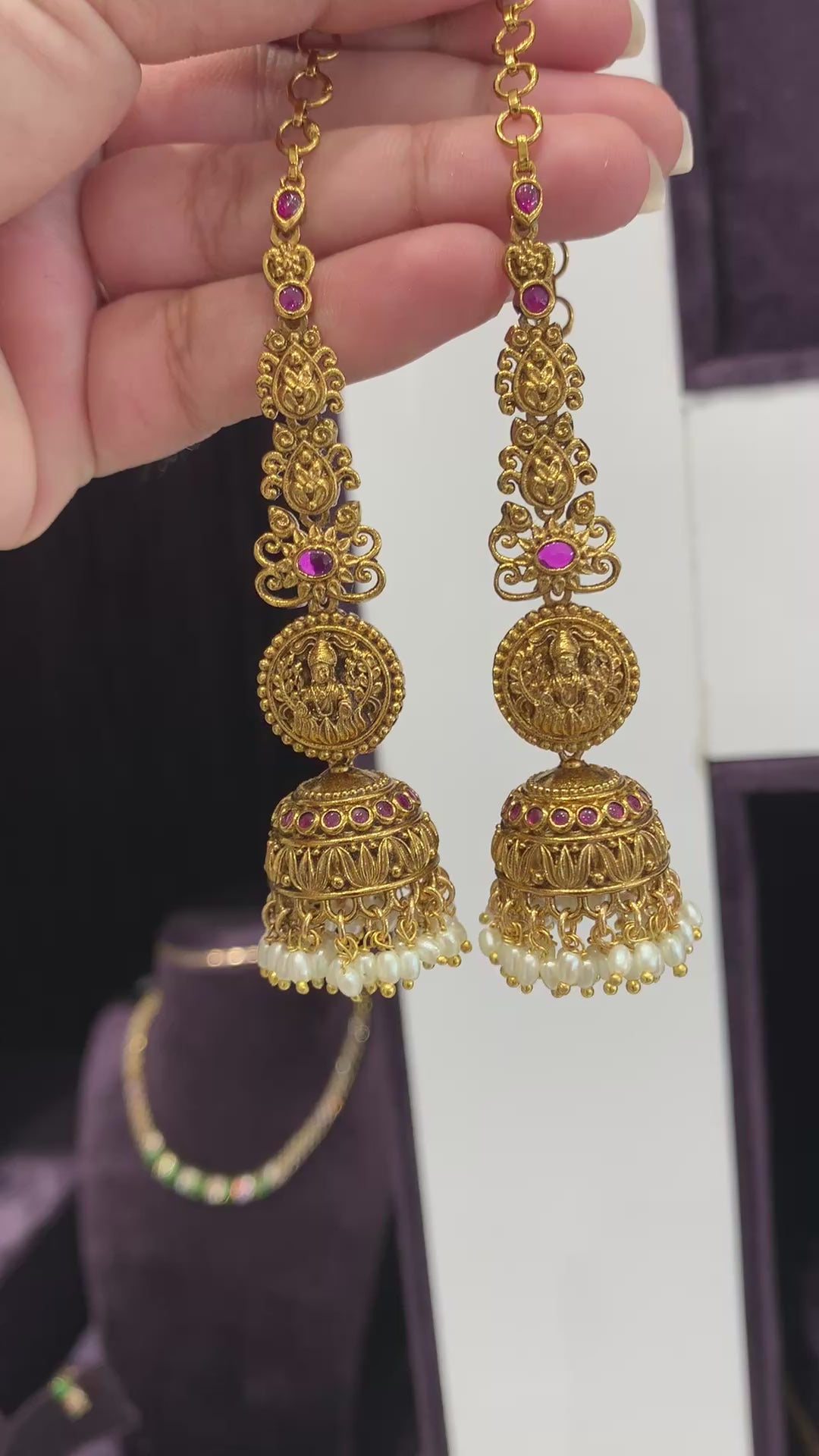 Beautiful nakshi jumkies with attached mattis