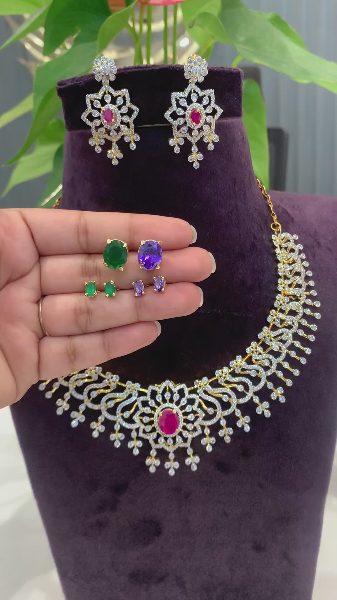 Beautiful GJ polish changeable stone  neckset set