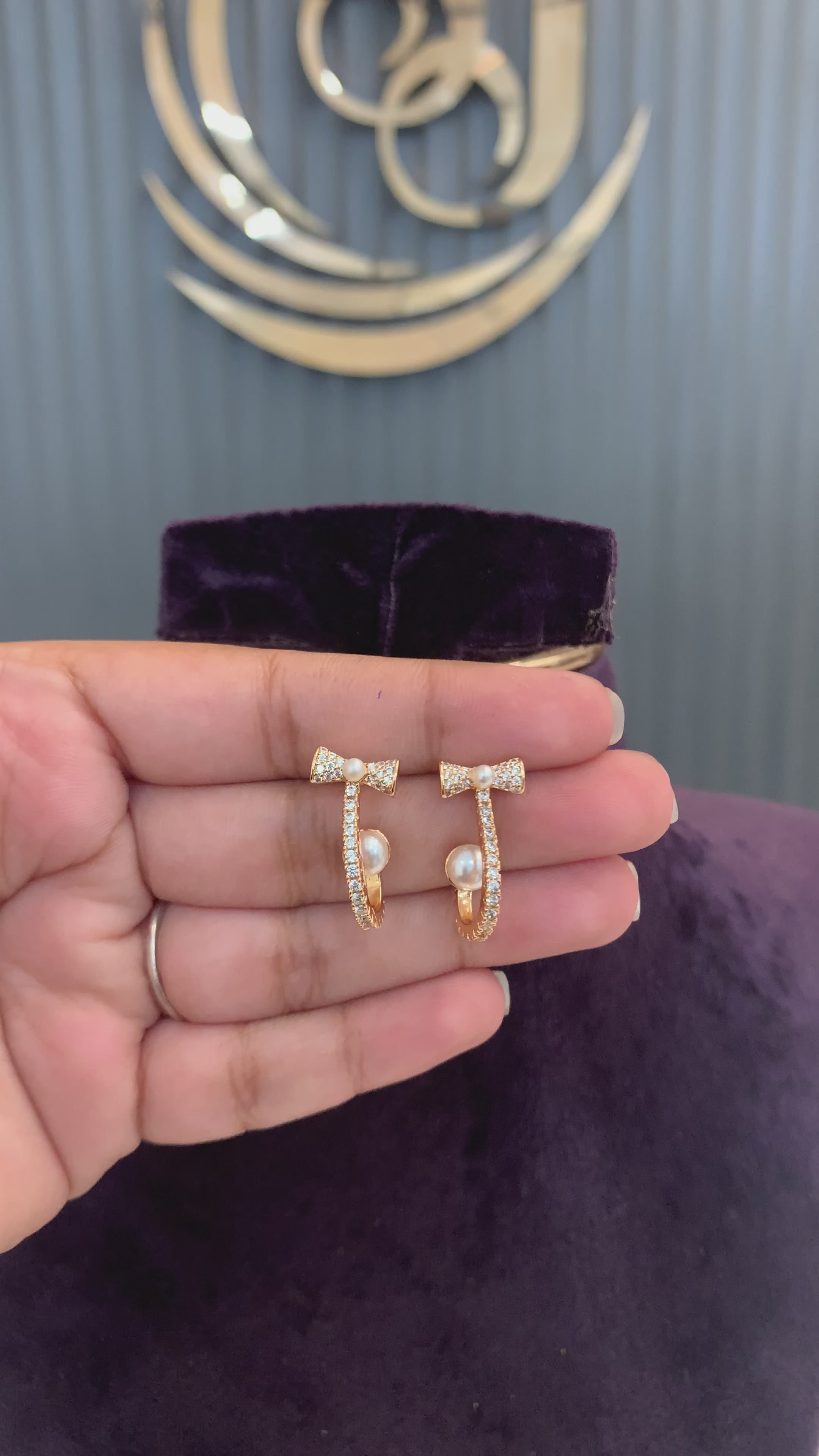Beautiful stylish rose gold earrings
