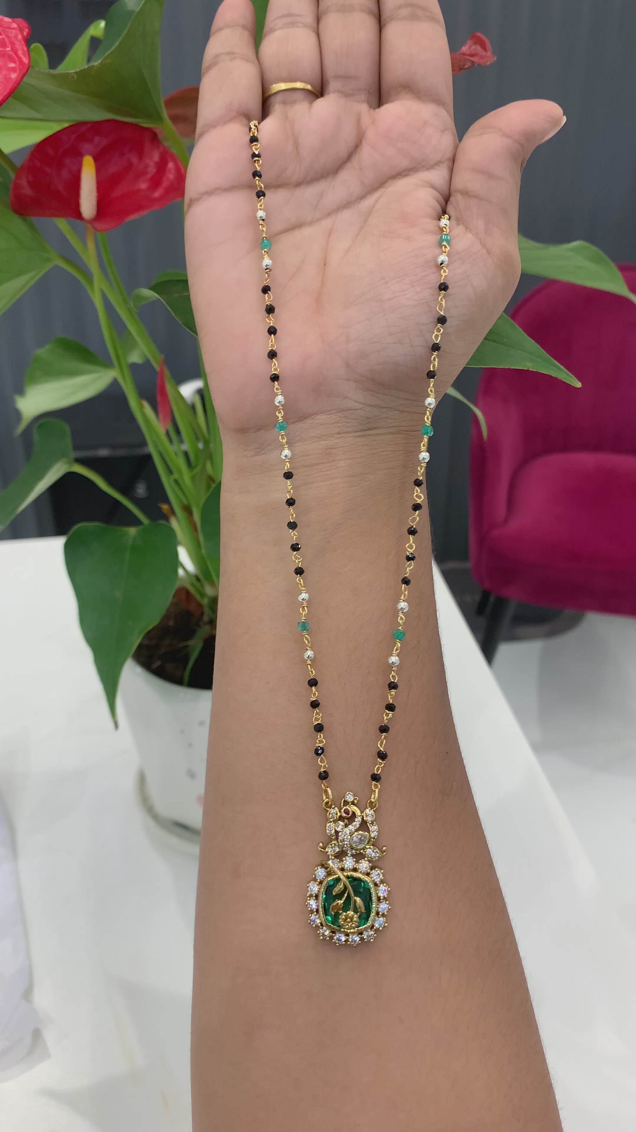 Beautiful Stone embossed Black beads