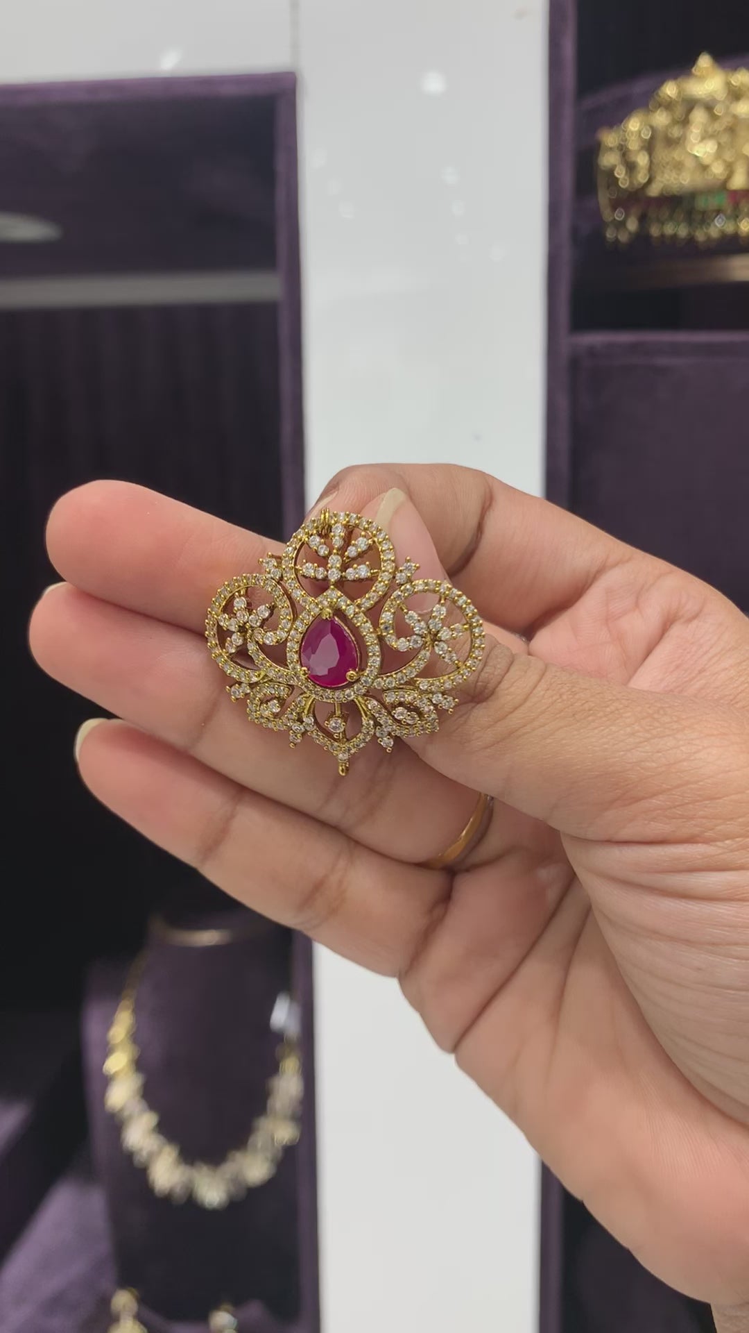 Pink Stone Locket with back hook