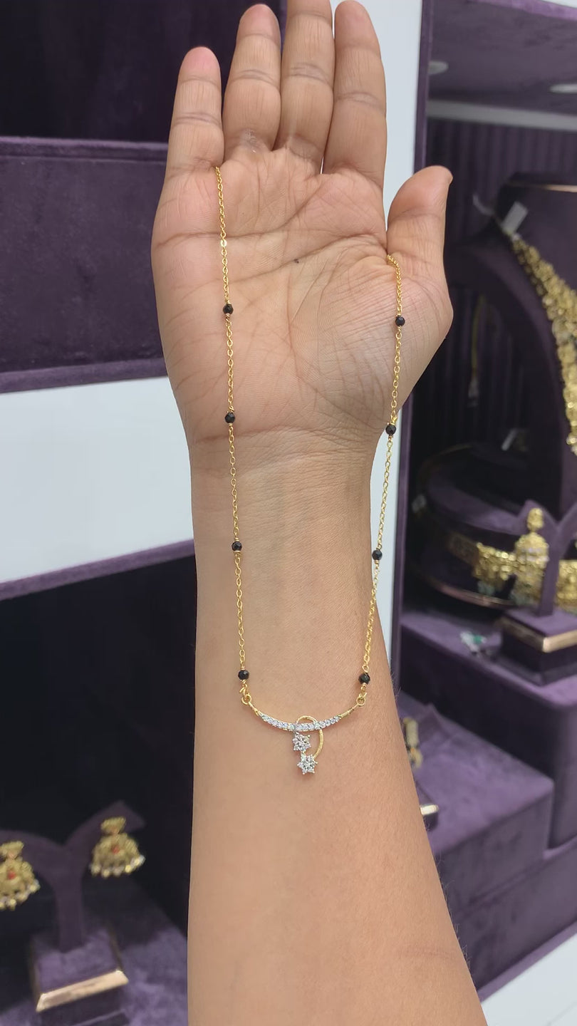 GJ locket with Black beads – Sujatha Gold Covering Works