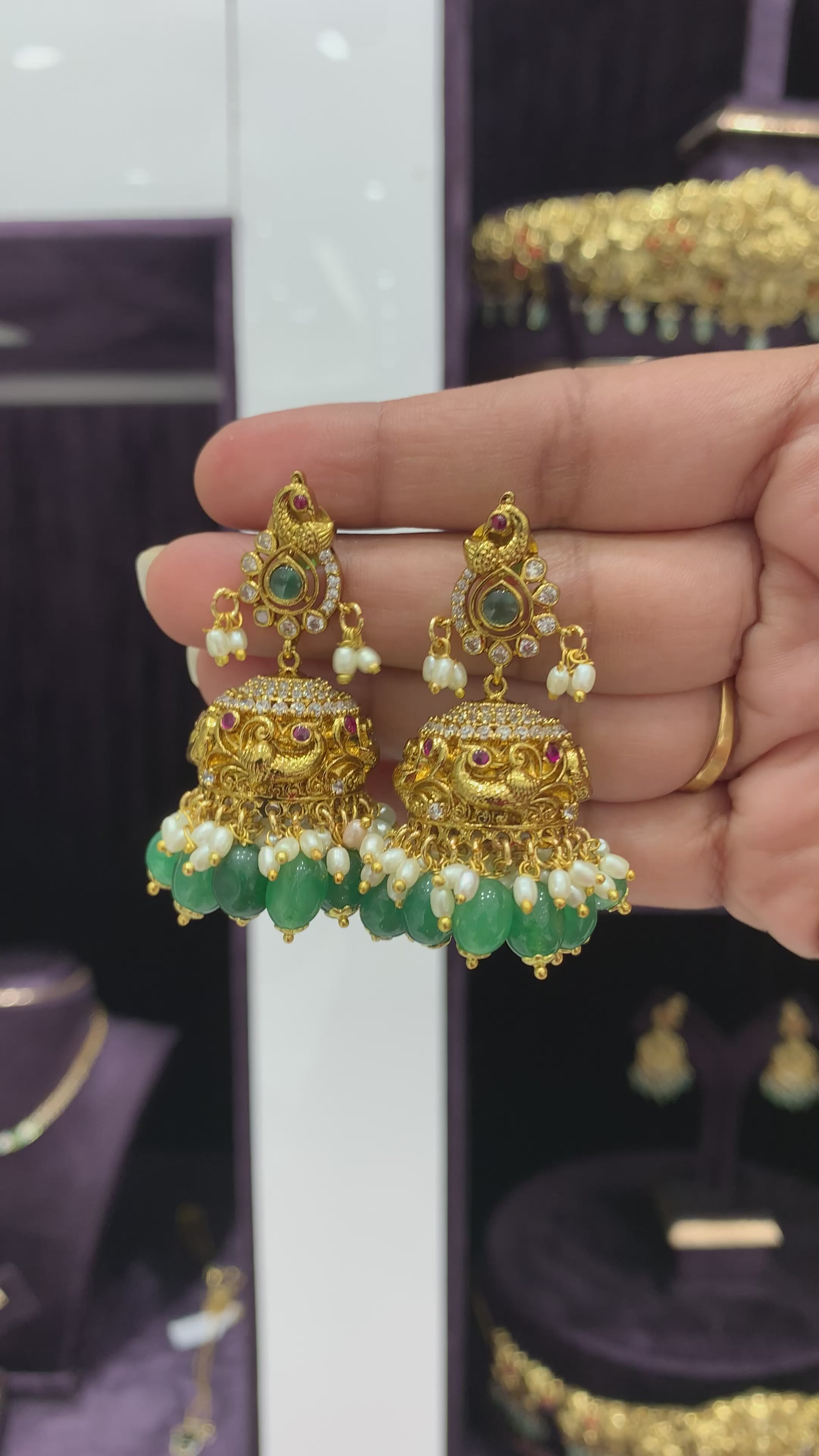 Beautiful Nakshi Peacock Jumkies